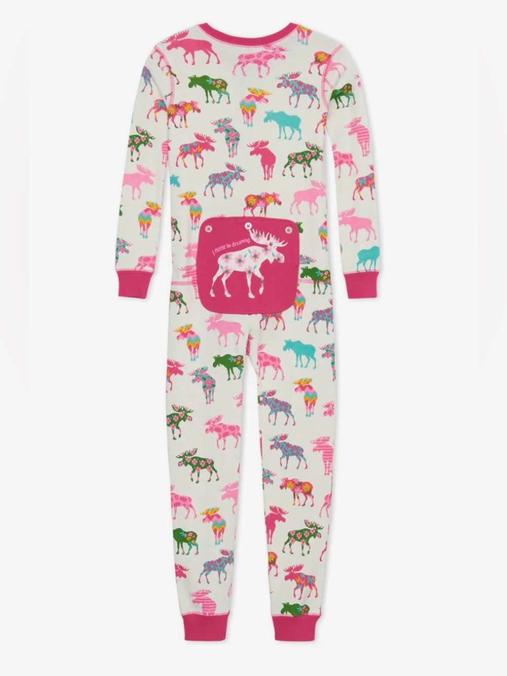 Little Blue House|Patterned moose kids onesie in white & pink•••Boho florals,4T